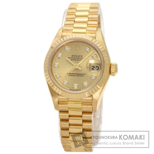ROLEX ロレックス 69178G デイトジャスト 10P ダイヤモンド 腕時計 K18YG レディース 中古