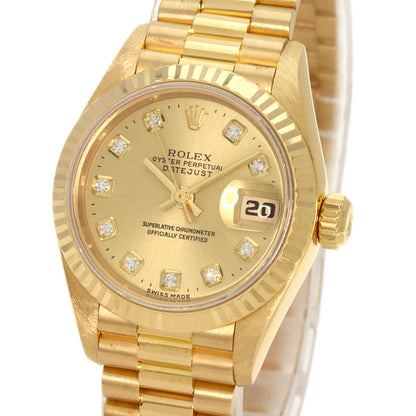 ROLEX ロレックス 69178G デイトジャスト 10P ダイヤモンド 腕時計 K18YG レディース 中古