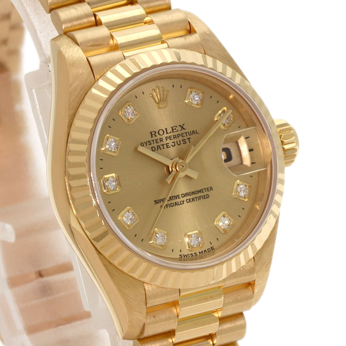 ROLEX ロレックス 69178G デイトジャスト 10P ダイヤモンド 腕時計 K18YG レディース 中古