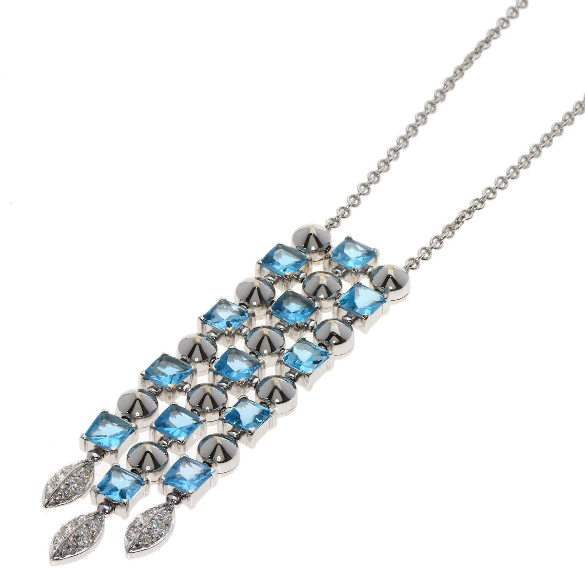 BVLGARI ブルガリ ルチア ブルートパーズ ダイヤモンド ネックレス K18WG レディース 中古