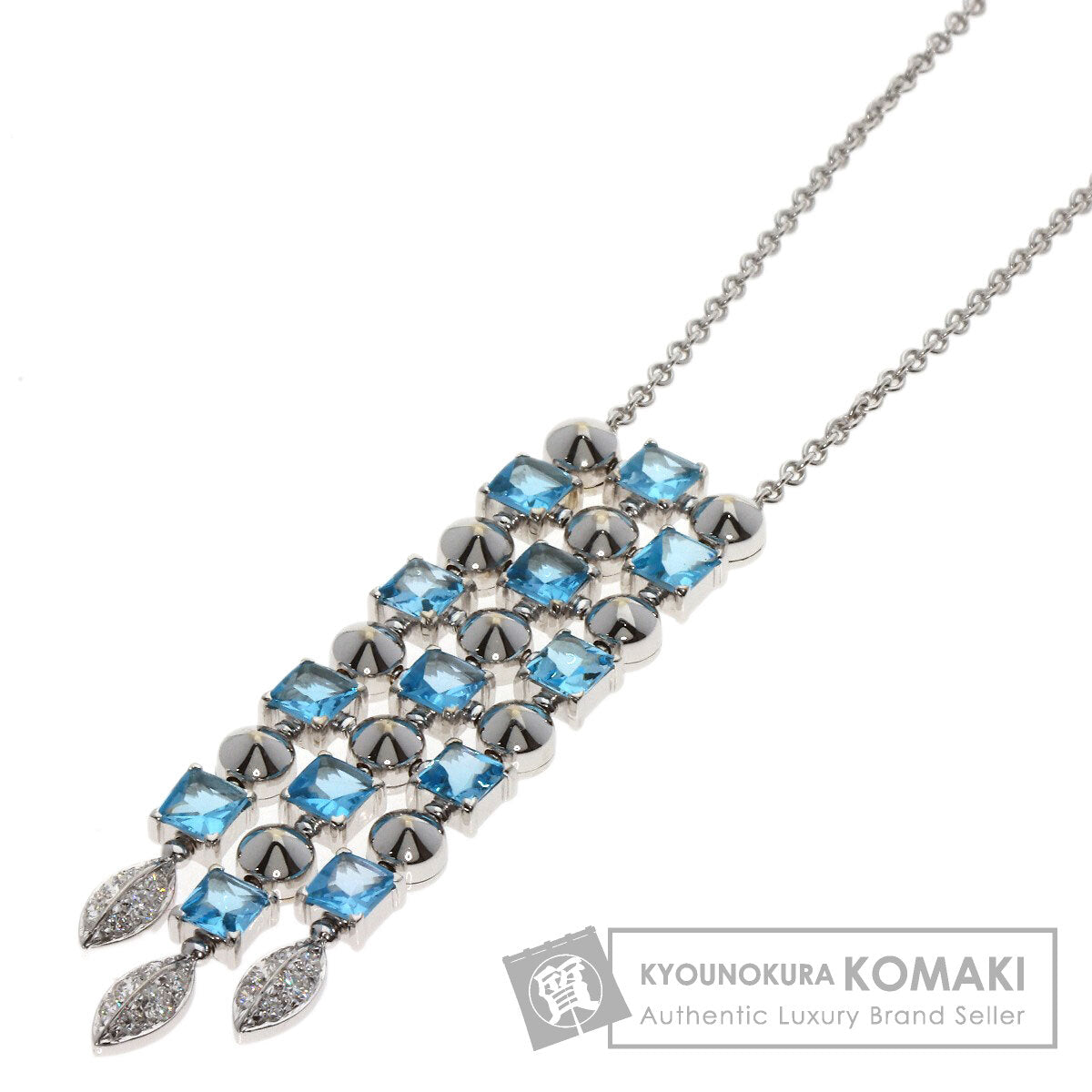 BVLGARI ブルガリ ルチア ブルートパーズ ダイヤモンド ネックレス K18WG レディース 中古