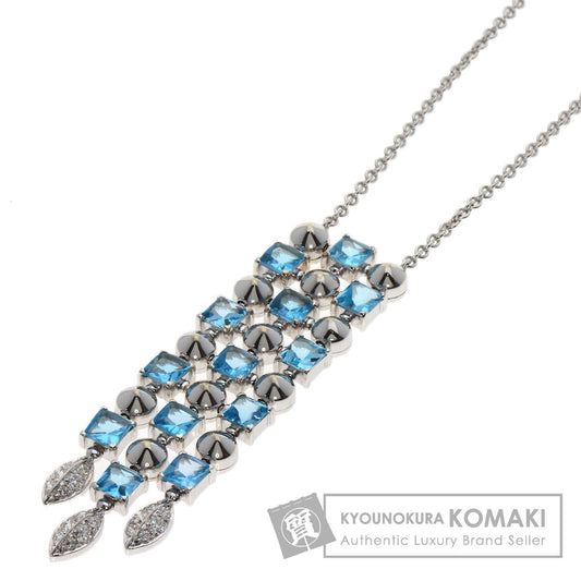 BVLGARI ブルガリ ルチア ブルートパーズ ダイヤモンド ネックレス K18WG レディース 中古