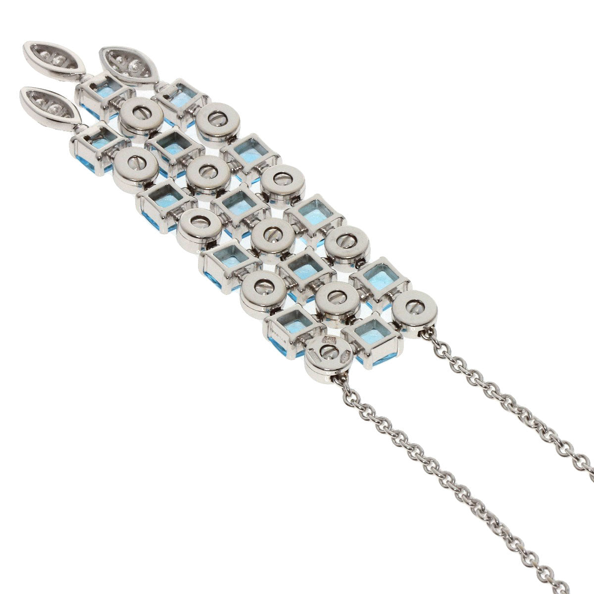 BVLGARI ブルガリ ルチア ブルートパーズ ダイヤモンド ネックレス K18WG レディース 中古