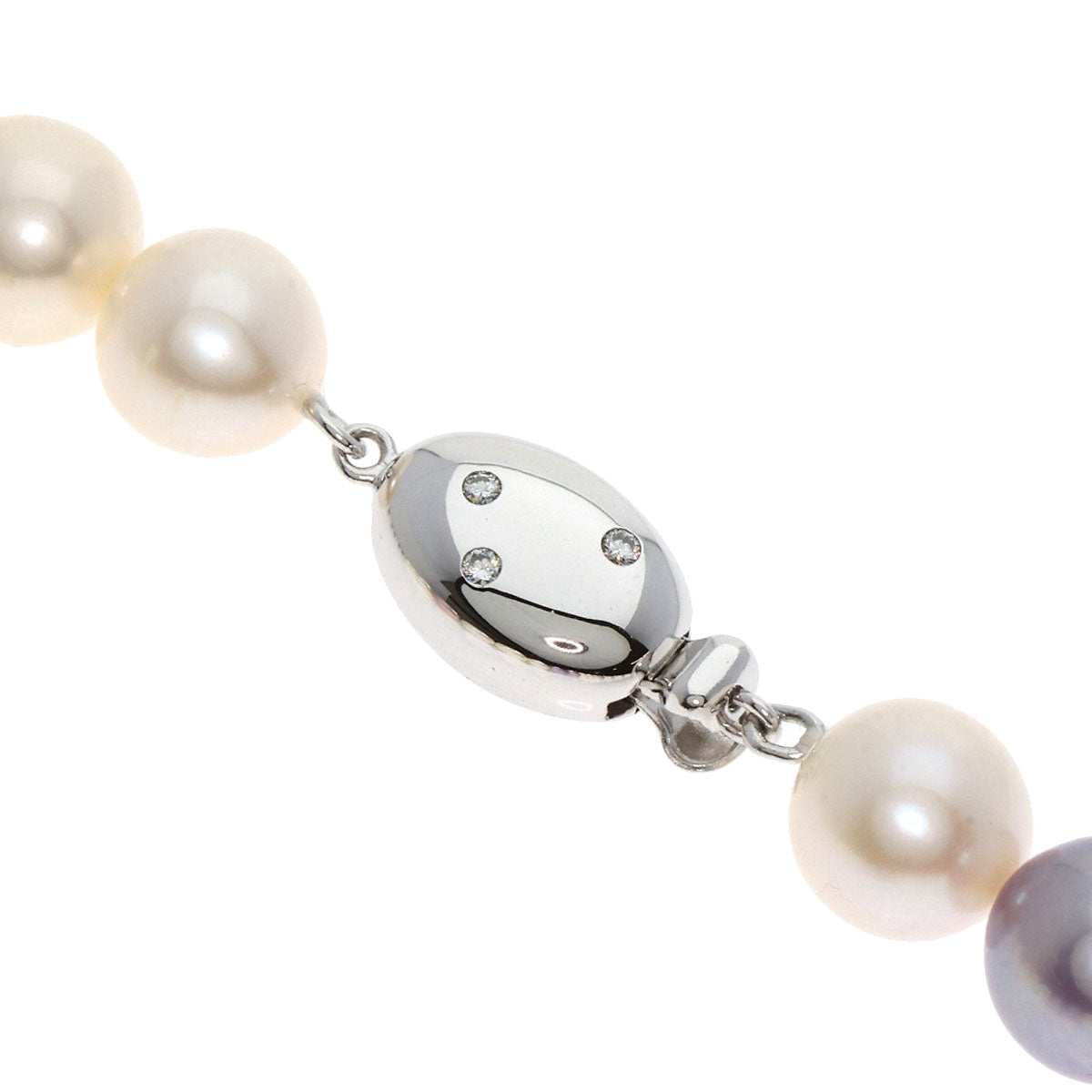 TASAKI タサキ マルチカラー 淡水パール 真珠 ダイヤモンド ネックレス K18WG レディース 中古