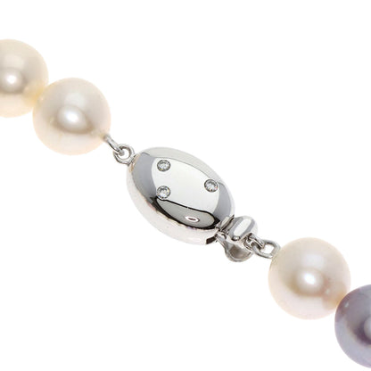 TASAKI タサキ マルチカラー 淡水パール 真珠 ダイヤモンド ネックレス K18WG レディース 中古