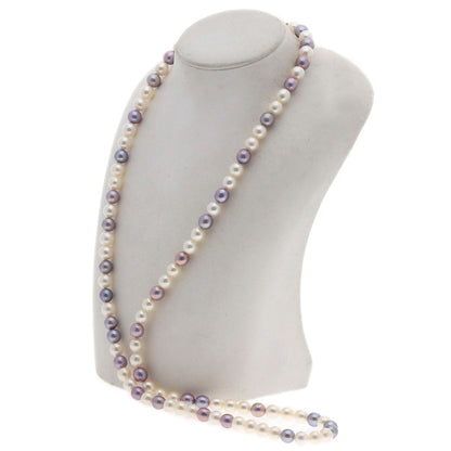 TASAKI タサキ マルチカラー 淡水パール 真珠 ダイヤモンド ネックレス K18WG レディース 中古