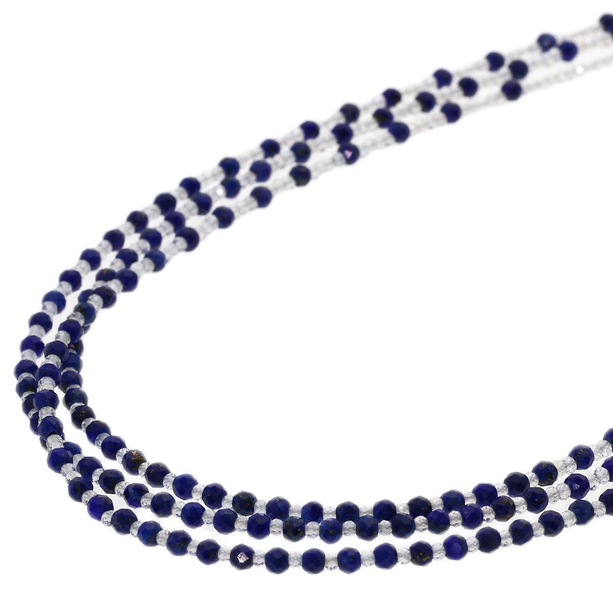 SELECT JEWELRY セレクトジュエリー 水晶 クリスタル ラピスラズリ 3連 ネックレス SV レディース 中古