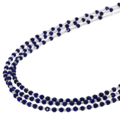 SELECT JEWELRY セレクトジュエリー 水晶 クリスタル ラピスラズリ 3連 ネックレス SV レディース 中古