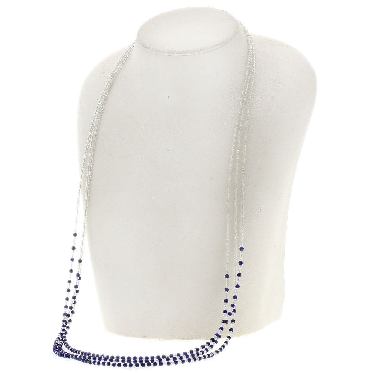 SELECT JEWELRY セレクトジュエリー 水晶 クリスタル ラピスラズリ 3連 ネックレス SV レディース 中古