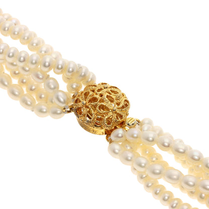 SELECT JEWELRY セレクトジュエリー 淡水パール 真珠 6連 ネックレス SV レディース 中古