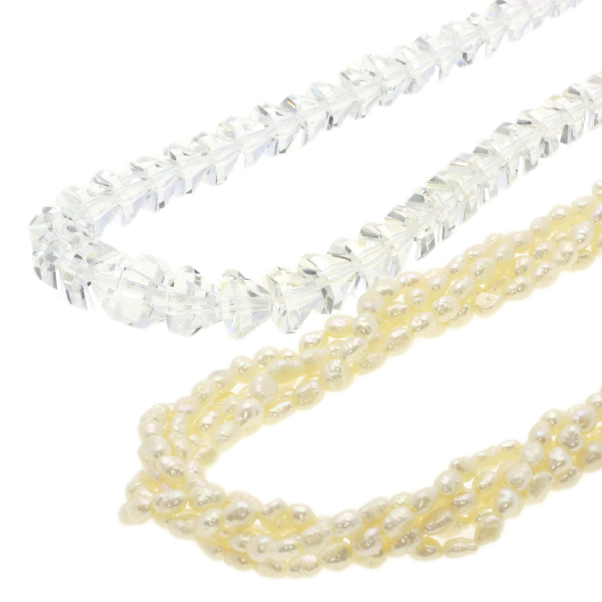 SELECT JEWELRY セレクトジュエリー 水晶 クリスタル・淡水パール 真珠 2点セット ネックレス SV レディース 中古