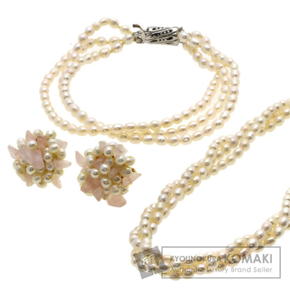 SELECT JEWELRY セレクトジュエリー 淡水パール 真珠 イヤリング ブレスレット3点セット ネックレス 金属製 レディース 中古
