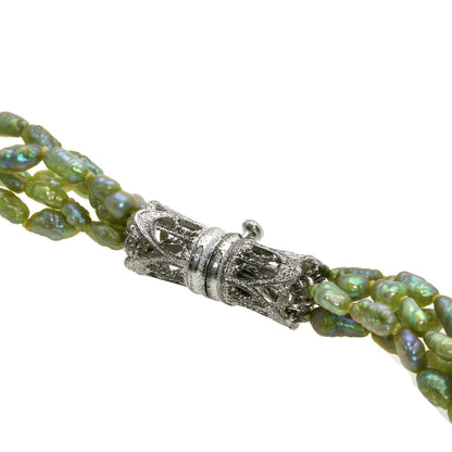 SELECT JEWELRY セレクトジュエリー 淡水パール 真珠 5連 ネックレス SV レディース 中古