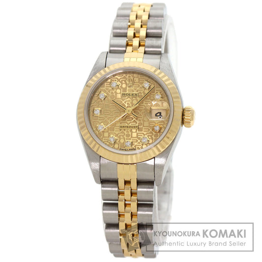 ROLEX ロレックス 69173G デイトジャスト 10P ダイヤモンド 腕時計 SS レディース 中古