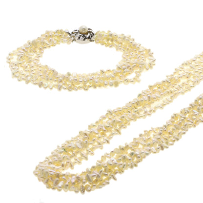 SELECT JEWELRY セレクトジュエリー 淡水パール 真珠 5連 ブレスレット 2点セット ネックレス SV レディース 中古