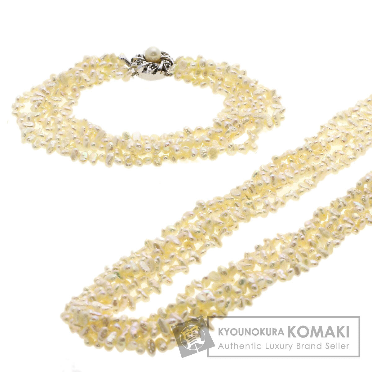 SELECT JEWELRY セレクトジュエリー 淡水パール 真珠 5連 ブレスレット 2点セット ネックレス SV レディース 中古