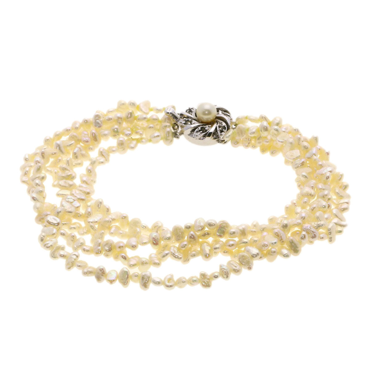 SELECT JEWELRY セレクトジュエリー 淡水パール 真珠 5連 ブレスレット 2点セット ネックレス SV レディース 中古