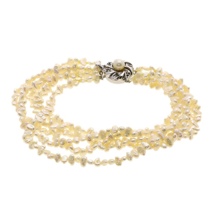 SELECT JEWELRY セレクトジュエリー 淡水パール 真珠 5連 ブレスレット 2点セット ネックレス SV レディース 中古