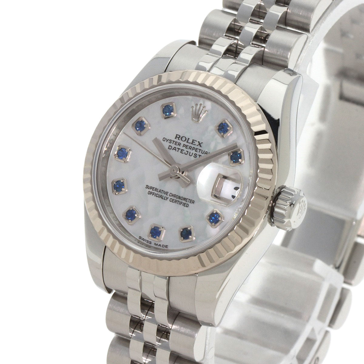 ROLEX ロレックス 179174NGS デイトジャスト 10P サファイア 腕時計 SS レディース 中古