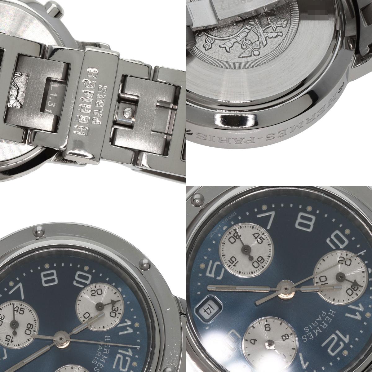 HERMES エルメス CL1.310 クリッパー クロノグラフ 腕時計 SS レディース 中古