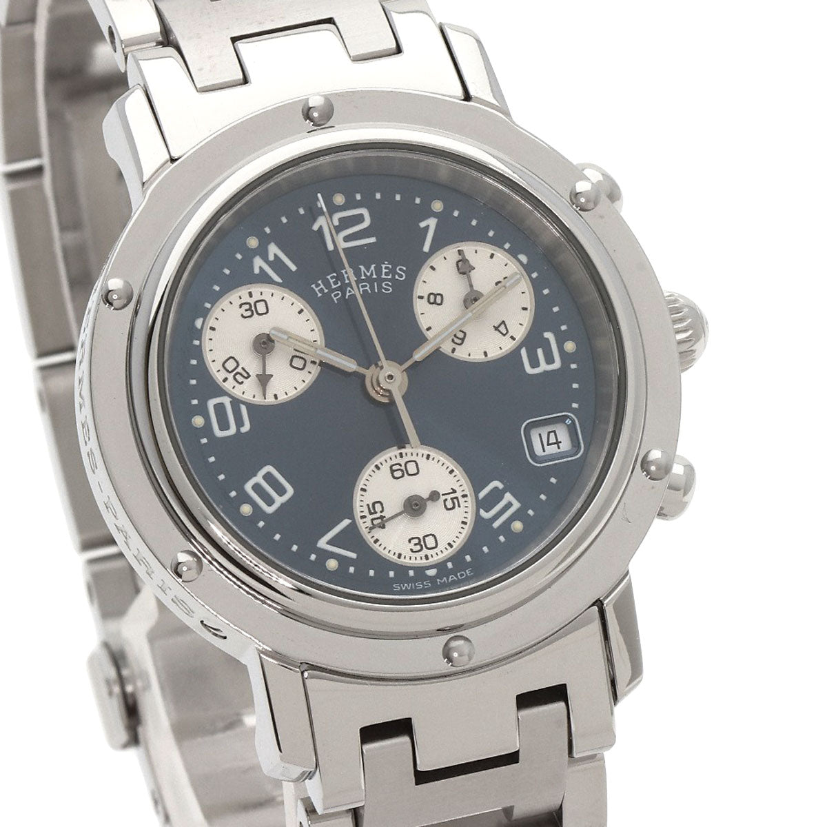 HERMES エルメス CL1.310 クリッパー クロノグラフ 腕時計 SS レディース 中古