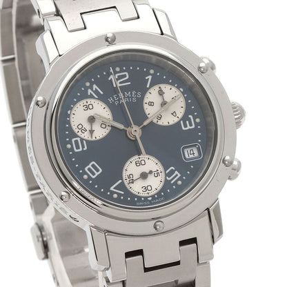 HERMES エルメス CL1.310 クリッパー クロノグラフ 腕時計 SS レディース 中古