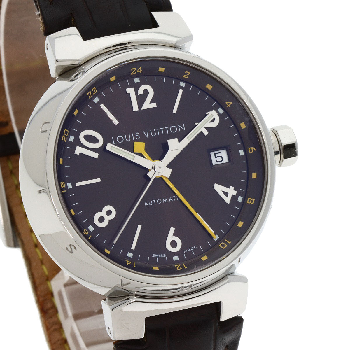 LOUIS VUITTON ルイヴィトン Q1131 タンブール GMT 腕時計 SS メンズ 中古