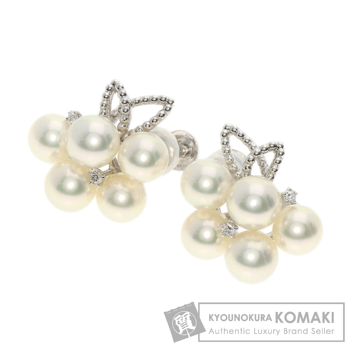 TASAKI タサキ アコヤパール 真珠 ダイヤモンド イヤリング K18WG レディース 中古