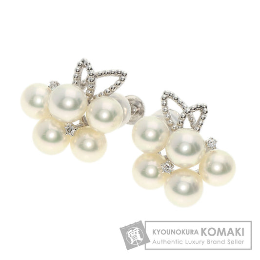 TASAKI タサキ アコヤパール 真珠 ダイヤモンド イヤリング K18WG レディース 中古