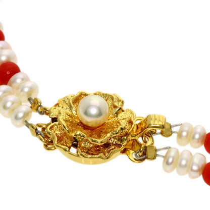SELECT JEWELRY セレクトジュエリー ガラス パール 真珠 ネックレス SV レディース 中古
