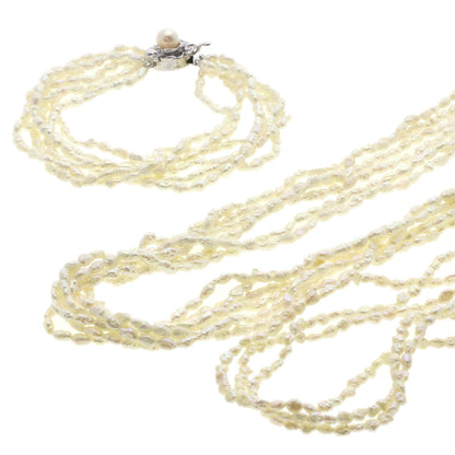 SELECT JEWELRY セレクトジュエリー 淡水パール 真珠 3連 6連 ブレスレット 3点セット ネックレス 金属製 レディース 中古
