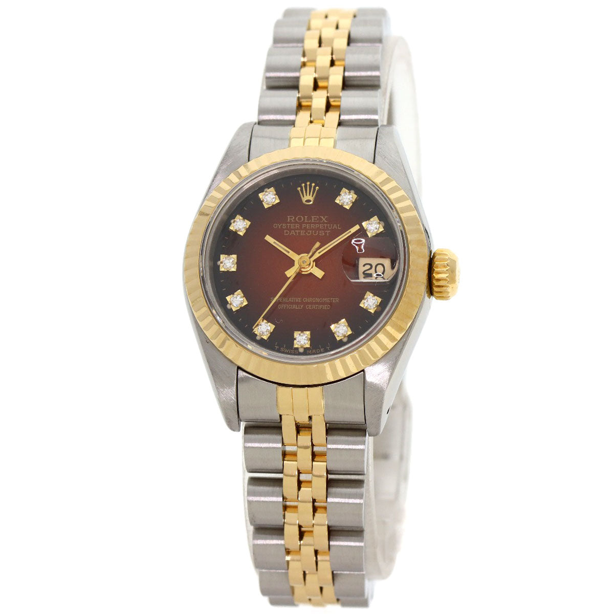ROLEX ロレックス 69173G デイトジャスト 10P ダイヤモンド 腕時計 SS レディース 中古