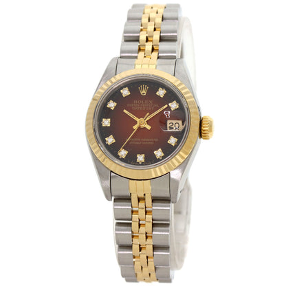 ROLEX ロレックス 69173G デイトジャスト 10P ダイヤモンド 腕時計 SS レディース 中古