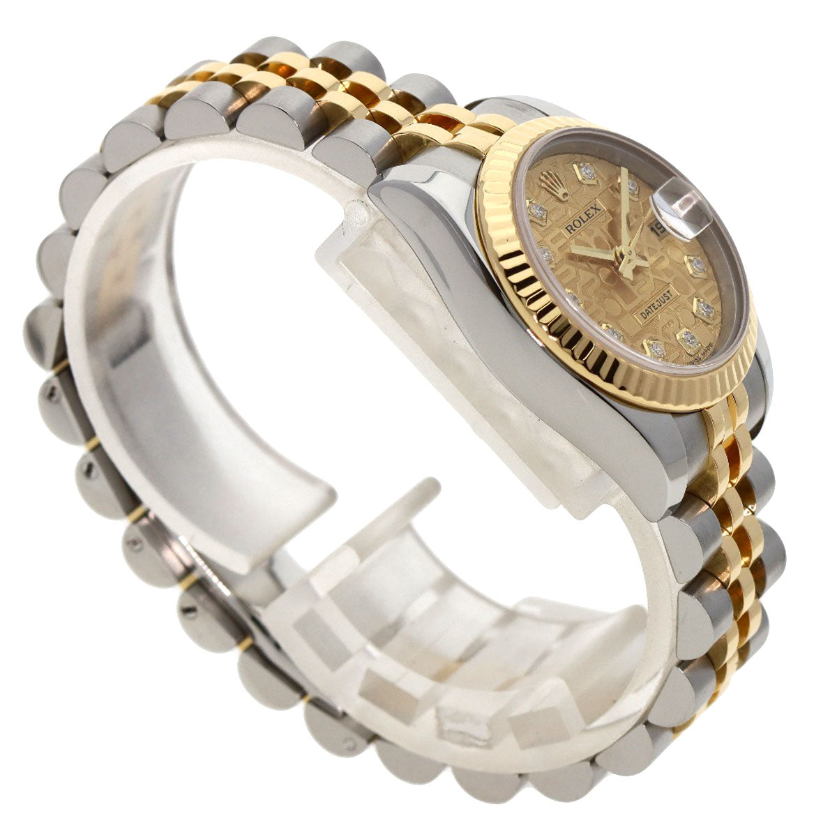 ROLEX ロレックス 179173G デイトジャスト 10P ダイヤモンド 腕時計 SS レディース 中古