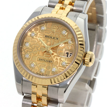 ROLEX ロレックス 179173G デイトジャスト 10P ダイヤモンド 腕時計 SS レディース 中古