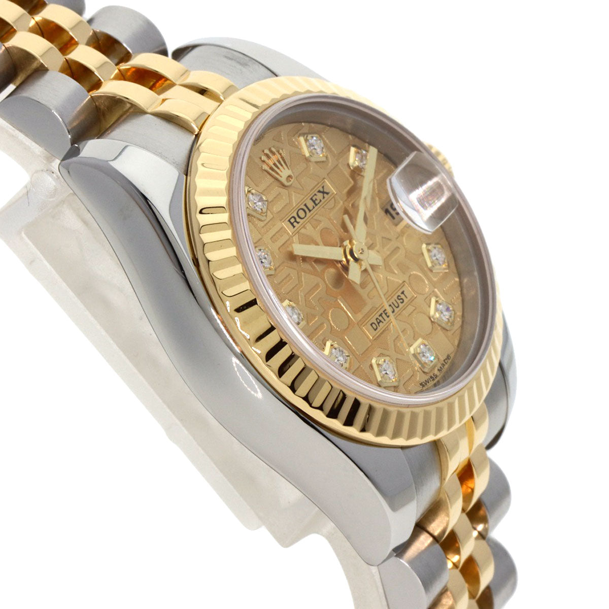 ROLEX ロレックス 179173G デイトジャスト 10P ダイヤモンド 腕時計 SS レディース 中古