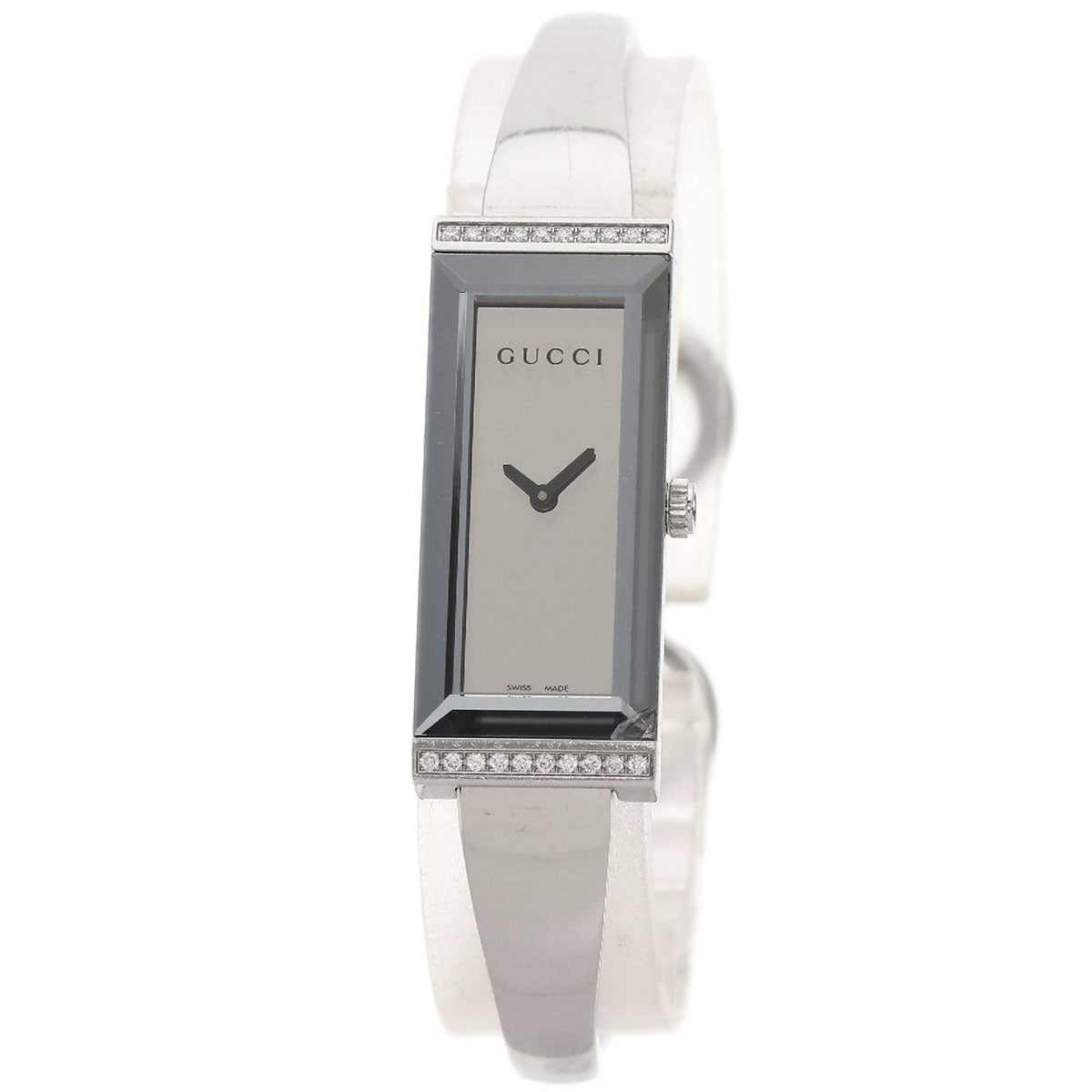GUCCI グッチ 127.5 スクエアフェイス ベゼル ダイヤモンド 腕時計 SS レディース 中古