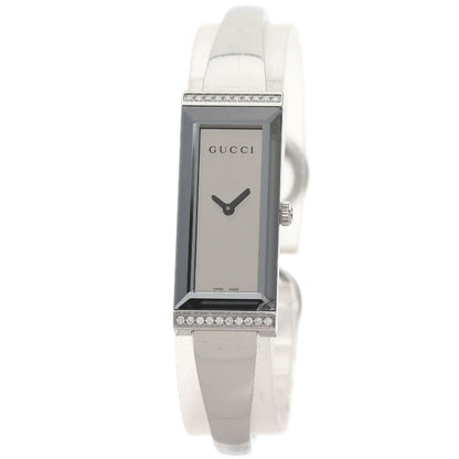 GUCCI グッチ 127.5 スクエアフェイス ベゼル ダイヤモンド 腕時計 SS レディース 中古