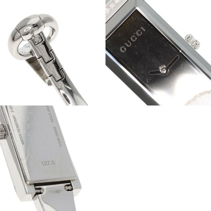 GUCCI グッチ 127.5 スクエアフェイス ベゼル ダイヤモンド 腕時計 SS レディース 中古