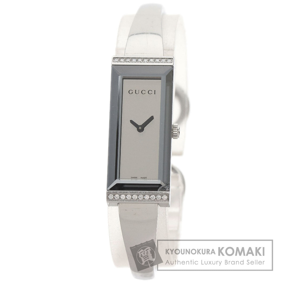 GUCCI グッチ 127.5 スクエアフェイス ベゼル ダイヤモンド 腕時計 SS レディース 中古