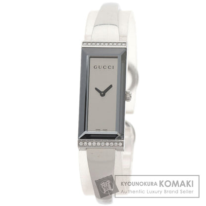 GUCCI グッチ 127.5 スクエアフェイス ベゼル ダイヤモンド 腕時計 SS レディース 中古