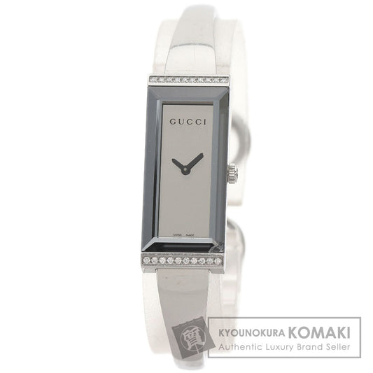 GUCCI グッチ 127.5 スクエアフェイス ベゼル ダイヤモンド 腕時計 SS レディース 中古