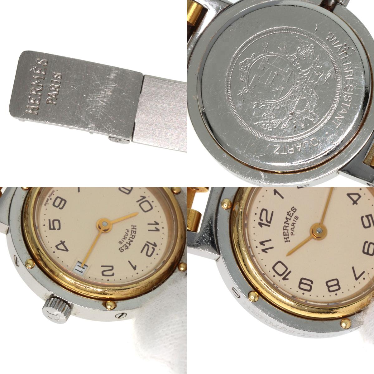 HERMES エルメス クリッパー 旧ベルト 腕時計 SS レディース 中古