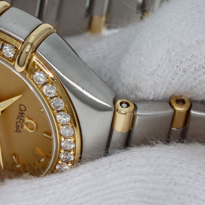 OMEGA オメガ 1367.10 コンステレーション ミニ ベゼル ダイヤモンド 腕時計 SS レディース 中古