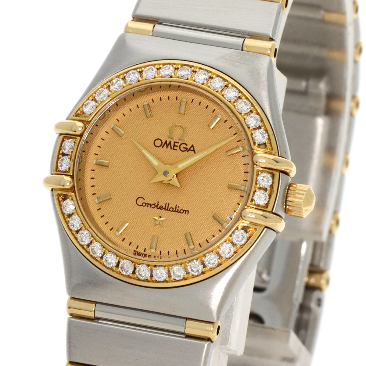 OMEGA オメガ 1367.10 コンステレーション ミニ ベゼル ダイヤモンド 腕時計 SS レディース 中古