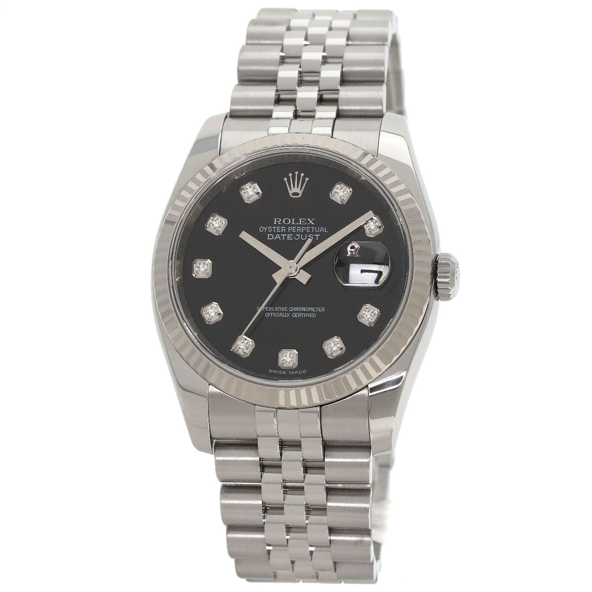ROLEX ロレックス 116234G デイトジャスト 10P ダイヤモンド 腕時計 SS メンズ 中古