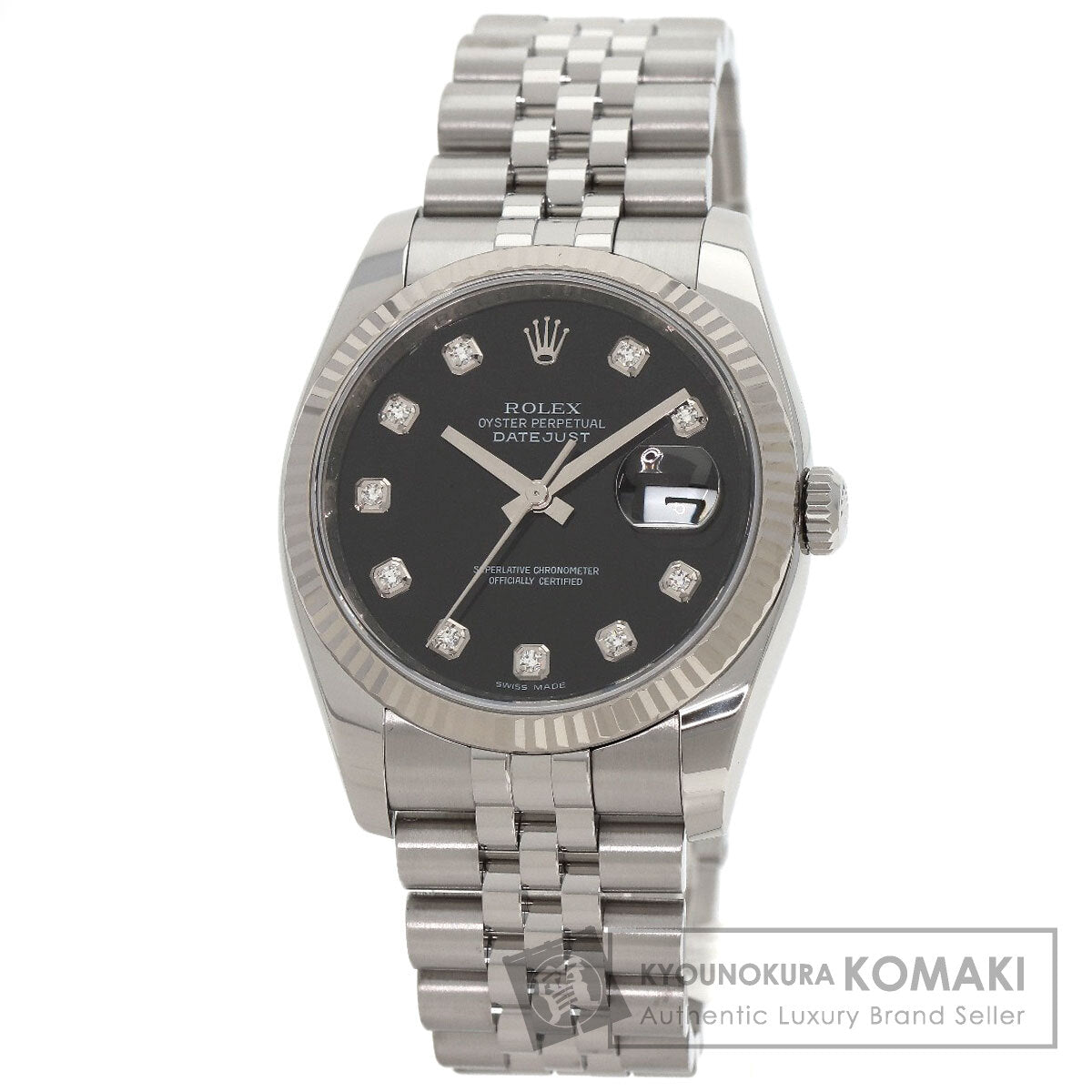 ROLEX ロレックス 116234G デイトジャスト 10P ダイヤモンド 腕時計 SS メンズ 中古