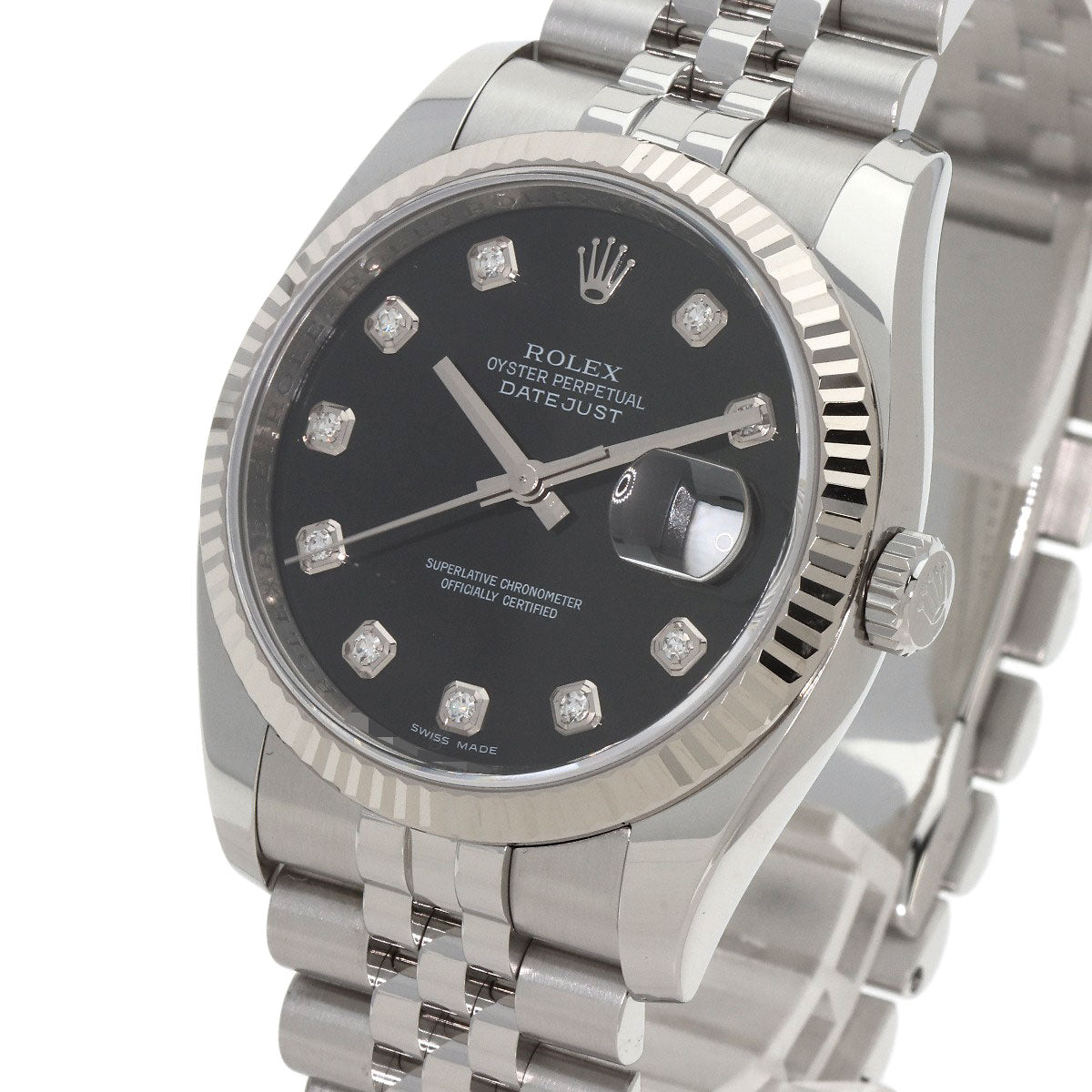 ROLEX ロレックス 116234G デイトジャスト 10P ダイヤモンド 腕時計 SS メンズ 中古