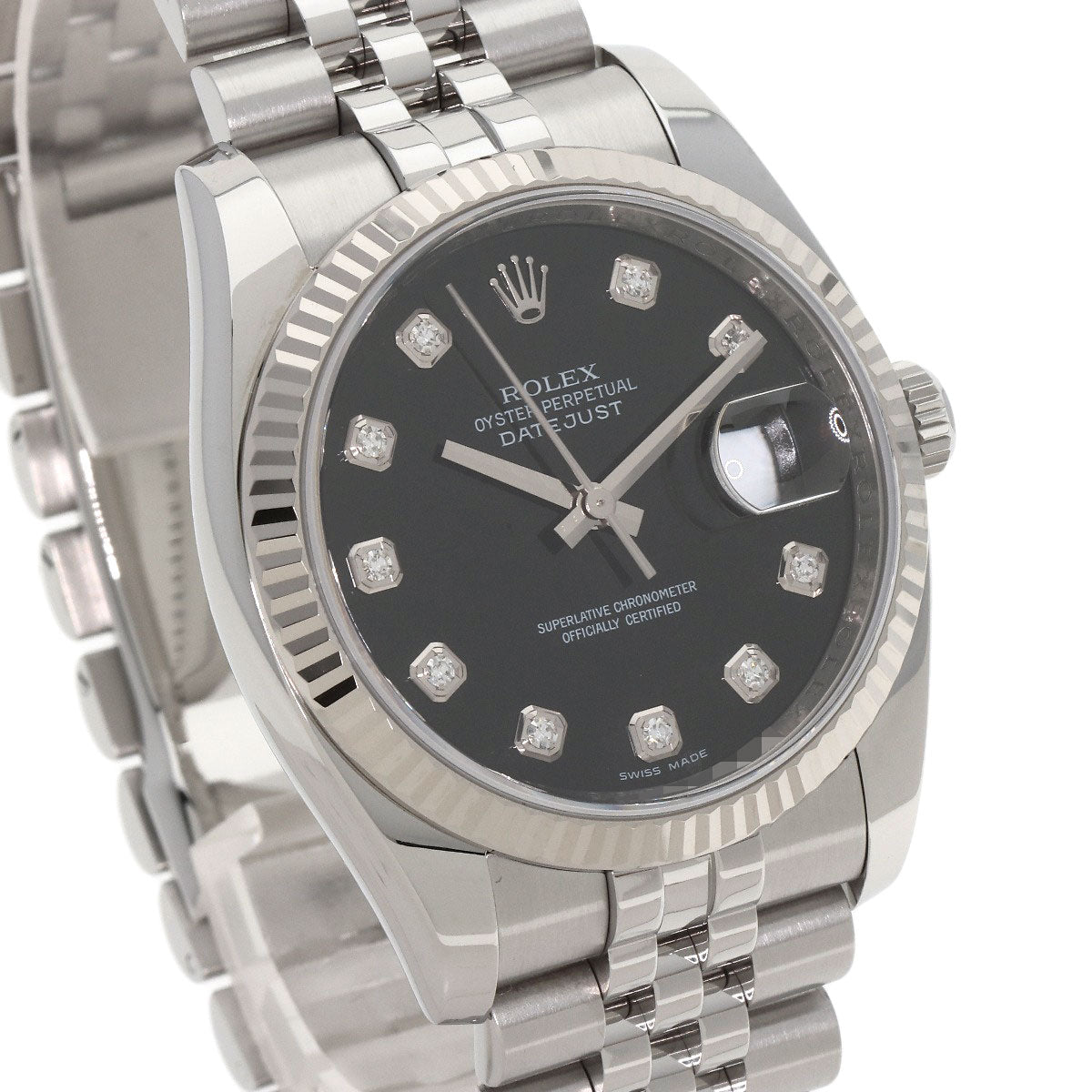ROLEX ロレックス 116234G デイトジャスト 10P ダイヤモンド 腕時計 SS メンズ 中古