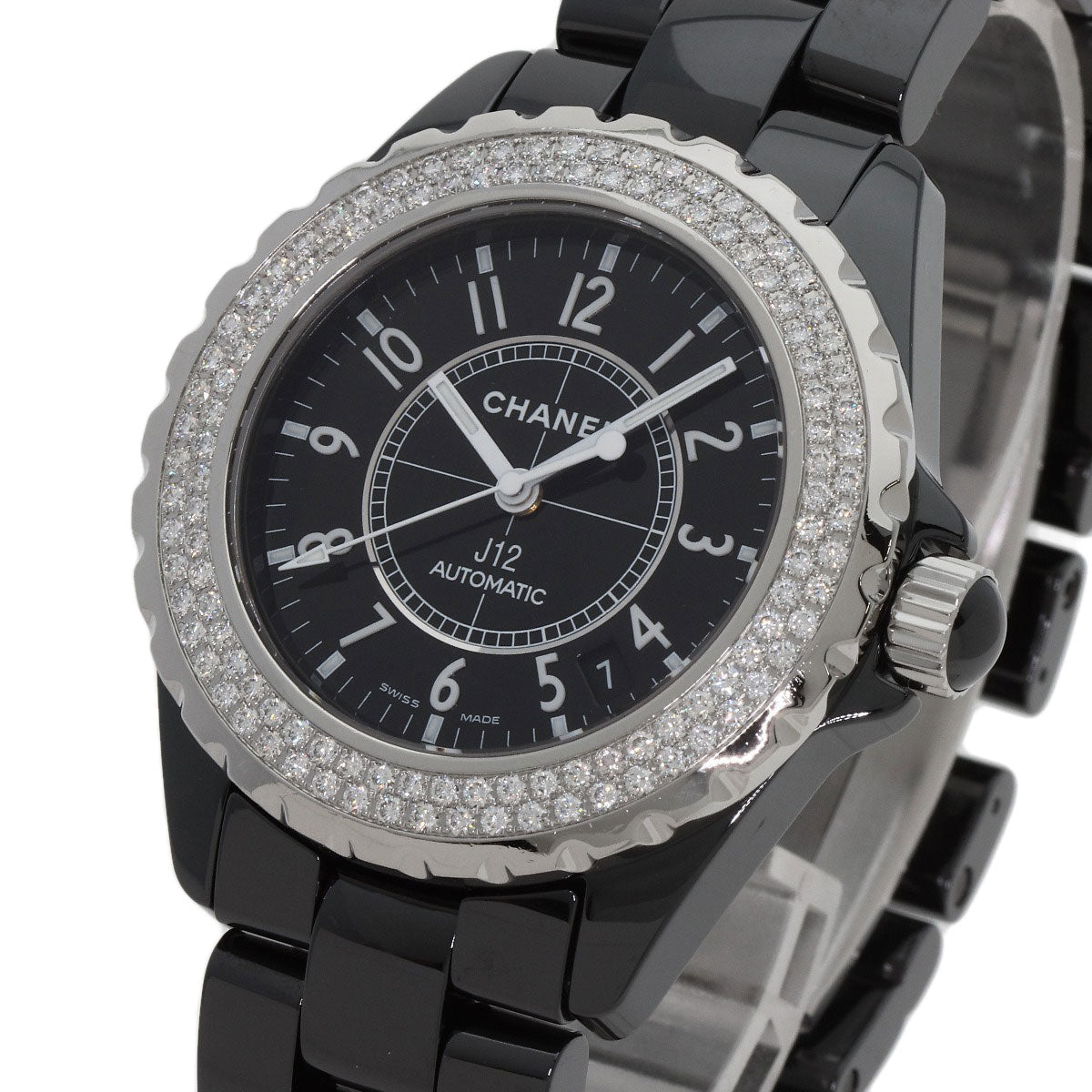 CHANEL シャネル H0950 J12 38mm 2重ダイヤモンドベゼル 腕時計 セラミック メンズ 中古